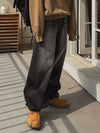 RT No. 19017 BLACK WASHED STRAIGHT DENIM JEANS