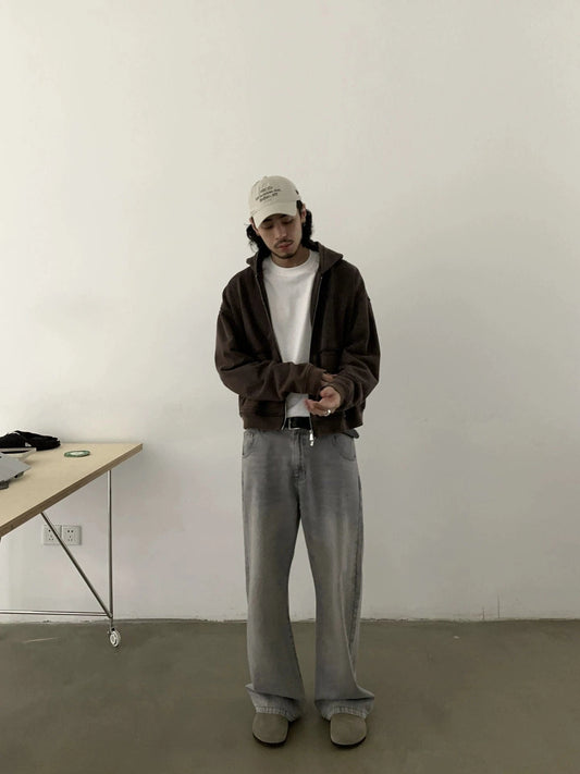 RT No. 19845 WASHED GRAY STRAIGHT DENIM JEANS