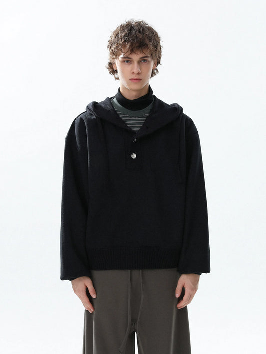 RT No. 50213 KNITWEAR HENLEY HOODIE