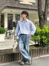 RT No. 19040 PLEATED DENIM STRAIGHT JEANS