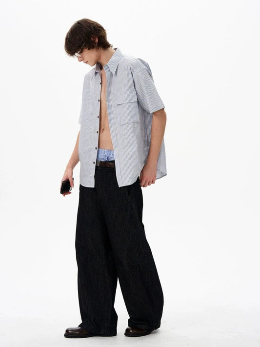 RT No. 18188 RETRO STRIPE BUTTON-UP SHIRT