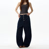 RT No. 18029 BLUE BUTTONED DENIM STRAIGHT JEANS