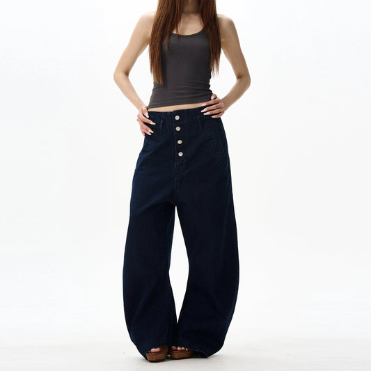 RT No. 18029 BLUE BUTTONED DENIM STRAIGHT JEANS