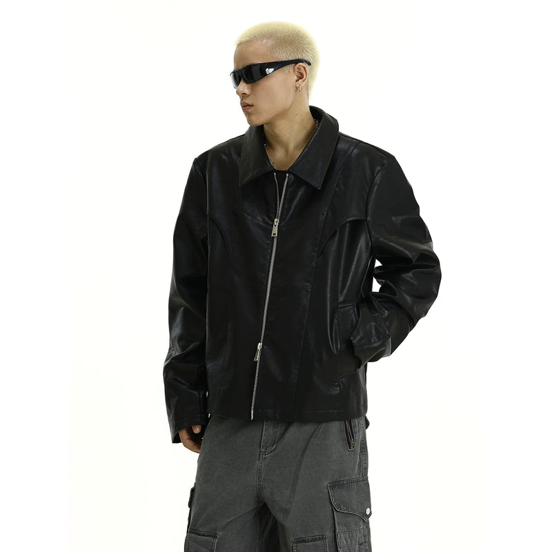 RT No. 11442 BLACK ZIP-UP LEATHER JK