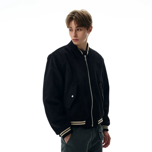 RT No. 40763 CONTRAST BLACK BASEBALL JACKET