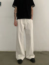 RT No. 19727 RECONSTRUCTED LINEN WHITE STRAIGHT PANTS