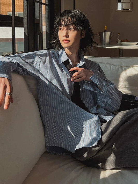 RT No. 25000 BLUE STRIPED BUTTON-UP SHIRT