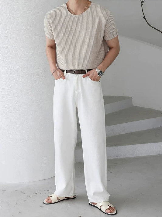 RT No. 18152 CREAM KNIT SHORT SLEEVE