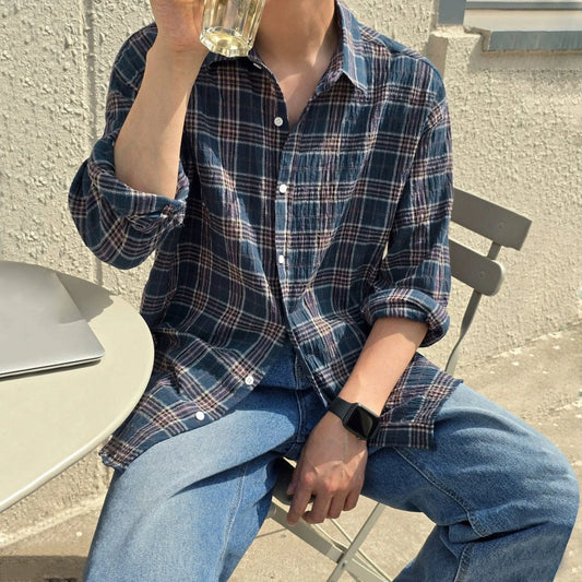 RT No. 19524 PLAID BUTTON-UP SHIRT