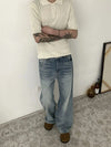 RT No. 19504 WHISKER WASHED DENIM STRAIGHT JEANS
