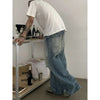 RT No. 18846 DISTRESSED WASHED BLUE STRAIGHT DENIM JEANS