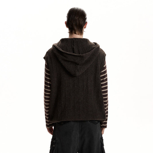 RT No. 59066 KNITWEAR HOODED ZIPPER SWEATER VEST