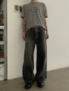 RT No. 18878 INK FADED BLACK BAGGY STRAIGHT JEANS