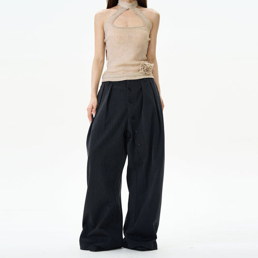 RT No. 12169 GRAY PLEATED BAGGY PANTS