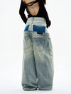 RT No. 32830 WASHED DOUBLE WAISTED DENIM JEANS