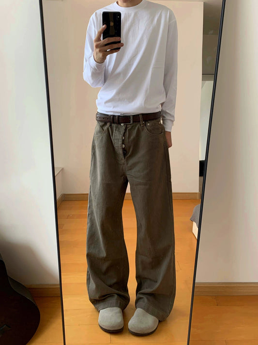 RT No. 19605 COFFEE DENIM RELAX JEANS