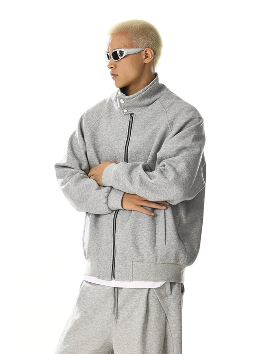RT No. 28005 GRAY MOCK-NECK ZIP SPORTS SWEATER