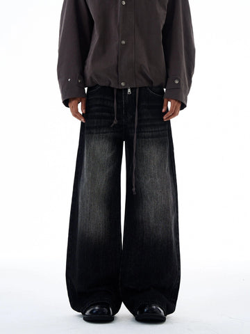 RT No. 19539 WASHED BLACK BAGGY JEANS