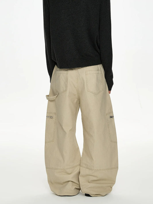 RT No. 50004 KHAKI BAGGY STRAIGHT CARGO PANTS