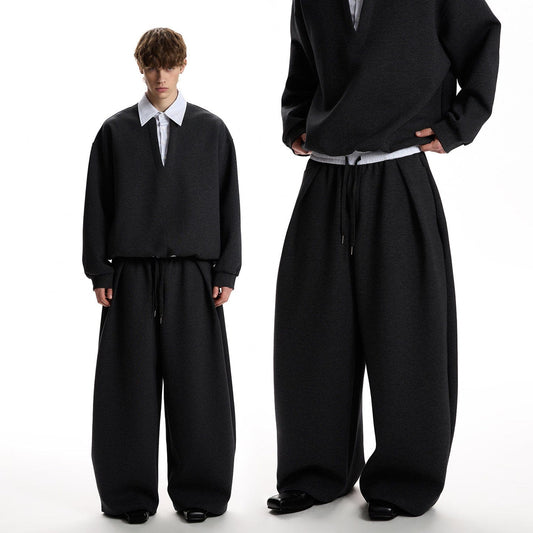 RT No. 59059 TWO-PIECE V-NECK POLO SWEATER & SILHOUETTE SWEATPANTS