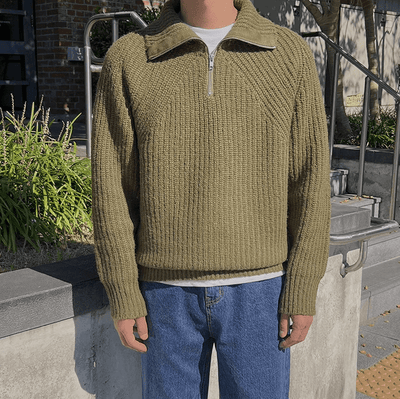 RT No. 10610 KNITTED HALF ZIP-UP TURTLENECK SWEATER
