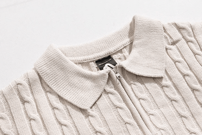 RT No. 10181 KNIT TWIST ZIP-UP SWEATER