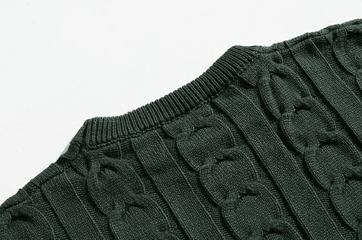 RT No. 10183 DARK GREEN TWIST KNITTED SWEATER