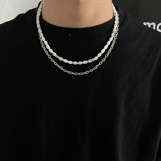 ダブルレイヤーパールチェーンネックレス