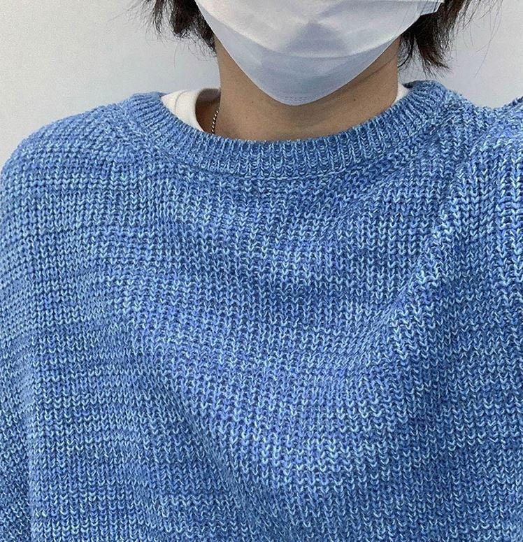 RT No. 6131 BLUE KNITTED OVERSIZE CREWNECK SWEATER