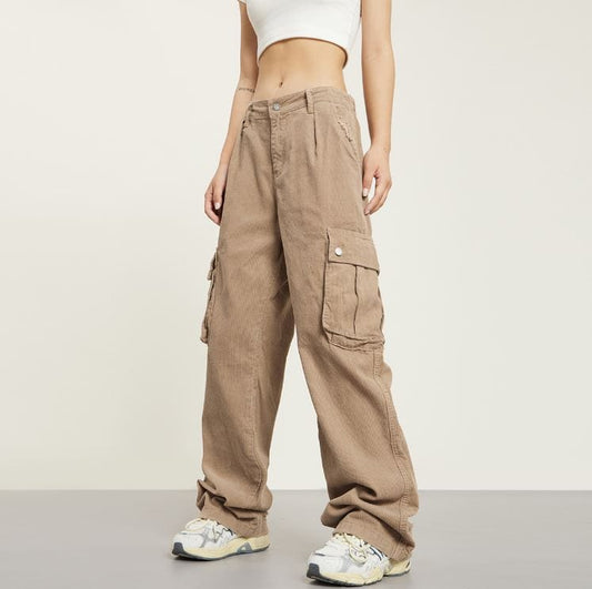 RTK (W) No. 1380 CORDUROY WIDE STRAIGHT CARGO PANTS