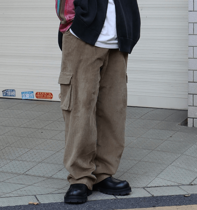 RT No. 6315 CORDUROY POCKET STRAIGHT WIDE PANTS