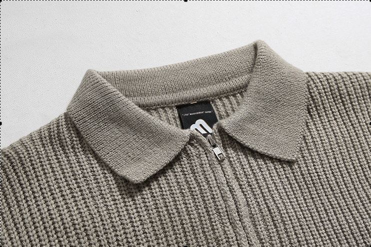 RT No. 6151 KNITTED HALF ZIP-UP COLLAR SWEATER
