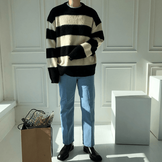 RT No. 5566 KNITTED STRIPE PULLOVER SWEATER