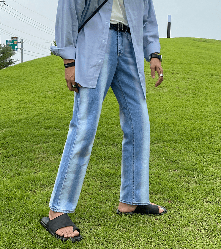 RT No. 1553 TWO TONE STRAIGHT JEANS