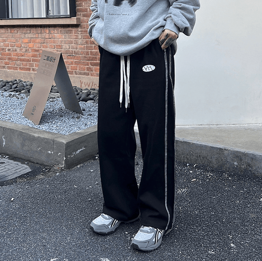 RT No. 6572 DRAWSTRING STITCHED STRIPE STRAIGHT SWEATPANTS