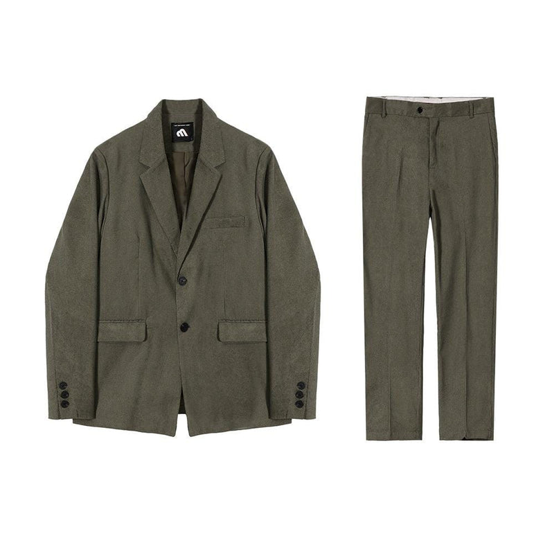 RT No. 6134 ARMY GREEN CORDUROY SUIT BLAZER JK & SUIT PANTS