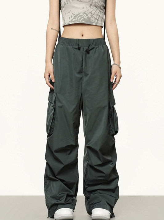 RTK (W) No. 3067 MULTI-POCKET WIDE STRAIGHT SPORT PANTS