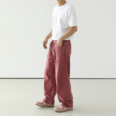 RT No. 8053 BRICK RED WIDE STRAIGHT JEANS