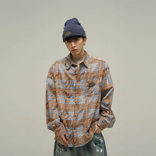 RT No. 10034 BROWN PLAID SHIRT JK