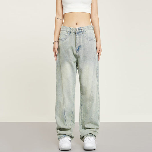 RTK (W) No. 1479 BLUE RECONSTRUCTED STRAIGHT DENIM JEANS