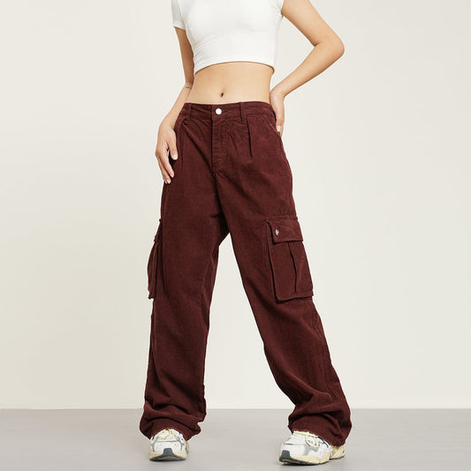 RTK (W) No. 1380 CORDUROY WIDE STRAIGHT CARGO PANTS