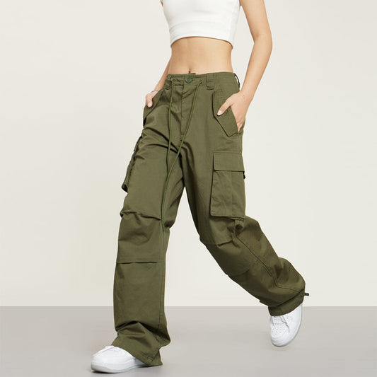 RTK (W) No. 1478 DRAWSTRING MULTI-POCKET STRAIGHT CARGO PANTS