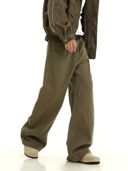 RT No. 10266 COFFEE WIDE STRAIGHT PANTS