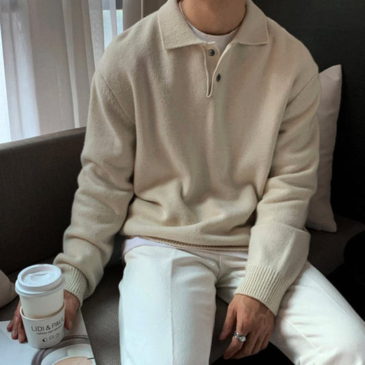 RT No. 6206 KNITTED COLLAR QUARTER BUTTON-UP SWEATER