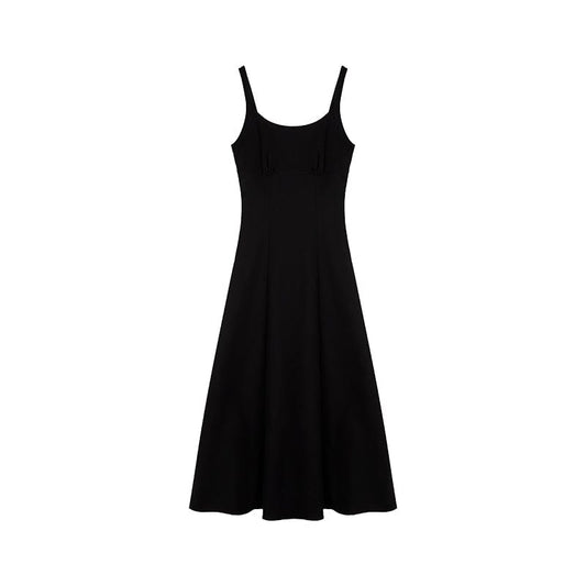 RTK (W) No. 1729 BLACK SLEEVELESS STRAP LONG DRESS