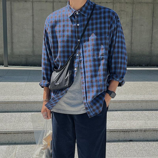 RT No. 6670 BLUE PLAID BUTTON-UP SHIRT