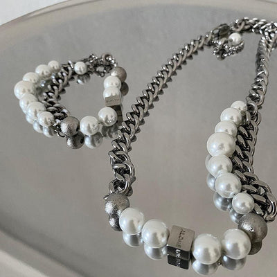 PEARL CUBAN CHAIN NECKLACE