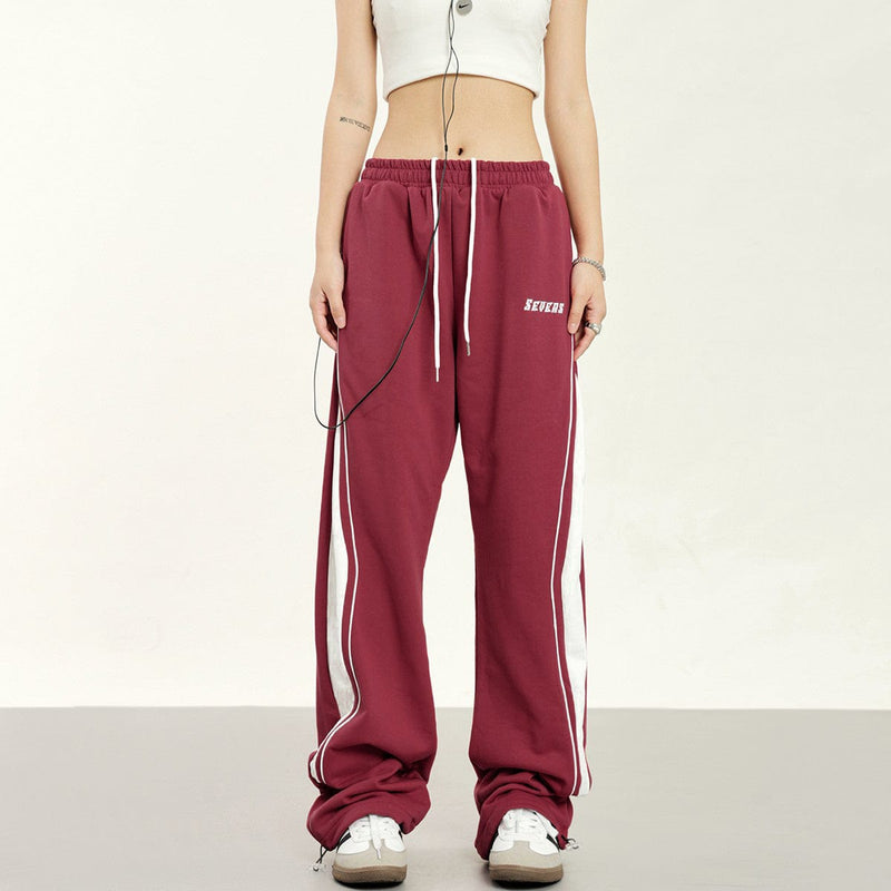 RTK (W) No. 1927 DRAWSTRING CONTRAST COLOR DRAPE SPORT SWEATPANTS