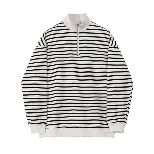 RT No. 7031 STRIPED HALF ZIP-UP SWEATER