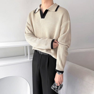 RT No. 9756 CONTRAST KNITTED SWEATER TOP